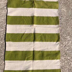 Green & White Striped Rug